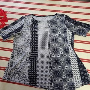 Stretchy lightweight shirt, Navy and white